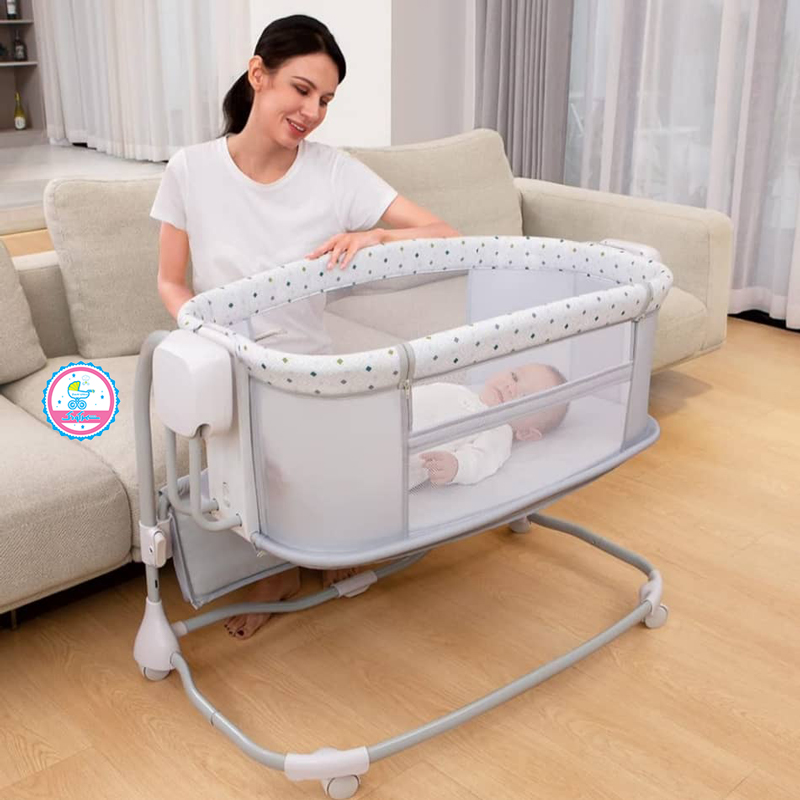 تخت کنار مادر و گهواره برقی ماستلا سه در یک و سه کاره   mastela 3 in 1